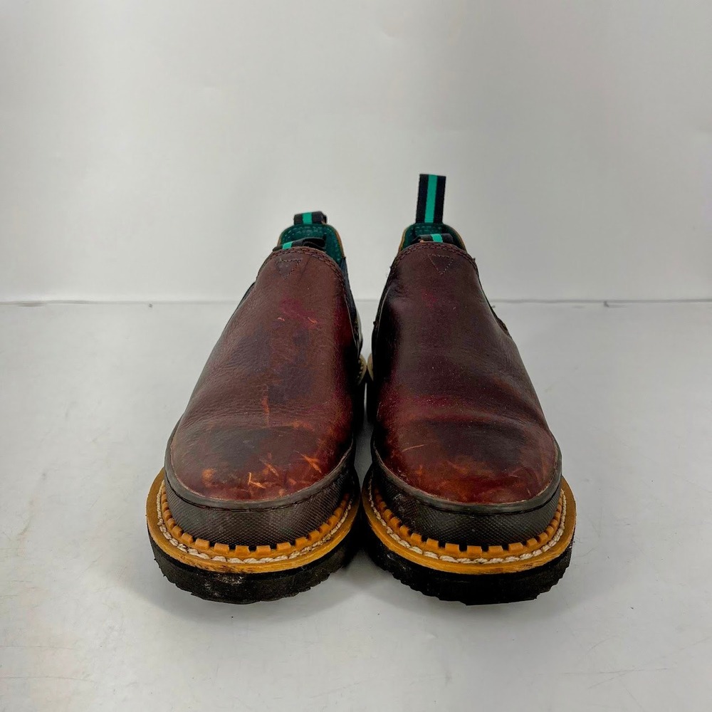 Georgia Boot Brown Leather Slip-On Ankle Boots